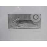BRIAN HANSCOMB, 2 signed limited edition engravings "Night Hare" and "Moon Rise in Cornwall", 2" x