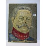 HINDENBURG, painted cast metal relief portrait plaque "General Field Marshall Von Hindenburg" 15.