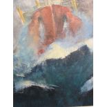 RICHARD LANNOWE HALLE, signed gouache on paper, "A Bad Moment at Sea", 9" x 9"