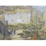 T E TAYLOR, signed water colour, "West Country Harbour", 11" x 14.5"