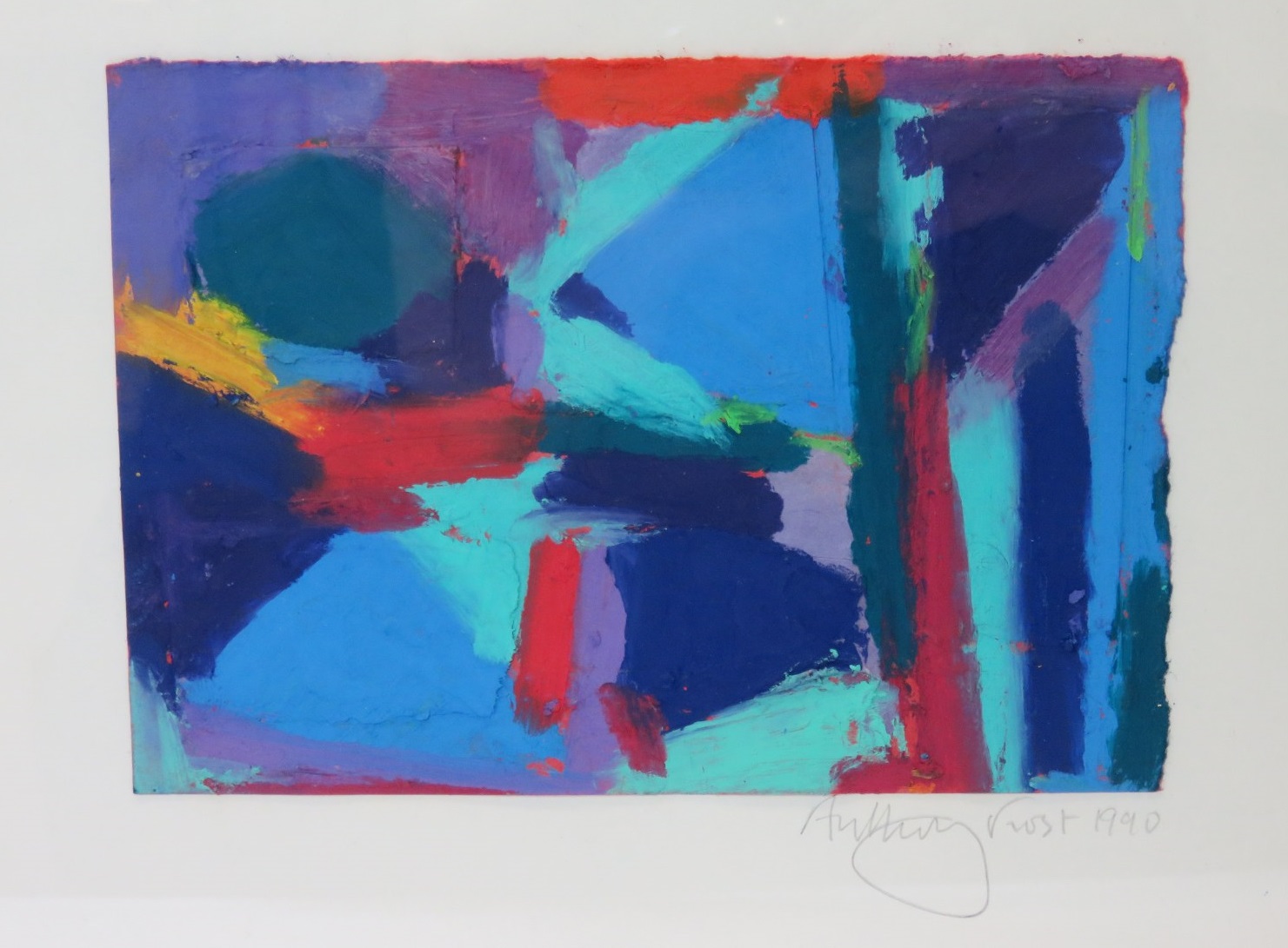 ANTHONY FROST, signed and dated 1990, gouache on layered paper, "Abstract Study", 4" x 6"