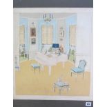 INTERIOR DESIGN, 3 unframed water colour sketches for Dropmore House, by Asprey & Co