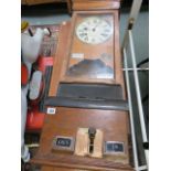 CLOCKING IN CLOCK, oak cased wall mounted timer by National Time Recording Company,