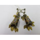 QUALITY EARRINGS, a pair of unusual gold and enamelled screw back hexagonal earrings,