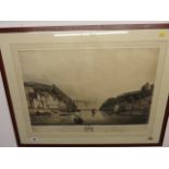 AFTER HENRY SMITH, hand tinted aquatint "Oporto, with the Bridge of Boats",
