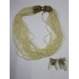 PEARL NECKLACE, Quality 20 strand pearl necklace set with 14ct gold and diamond clasp,
