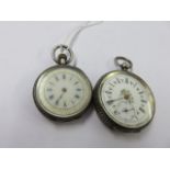 FOB WATCH, ladies silver cased fob watch with foliate decorated dial,