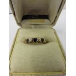 DIAMOND & SAPPHIRE RING, 9ct gold diamond and sapphire 7 stone ring,