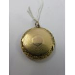 GOLD LOCKET, 9ct gold circular locket,