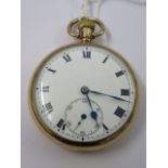 POCKET WATCH, 9ct gold cased pocket watch, with white enamel dial,