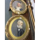 PORTRAITS, pair of oval framed portraits of bearded gentleman and companion, 12" x 9.