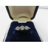 DIAMOND RING, 18ct white gold diamond 3 stone ring,
