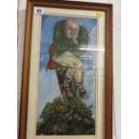 JO MARCH, signed painting on board "The Cornish Giant", 15" x 7.