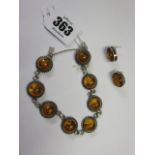AMBER BRACELET, Silver mounted amber bracelet,