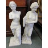 GARDEN STATUES, 2 moulded classical female figures,