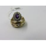 AMETHYST RING, 9ct gold amethyst cluster ring, size O,