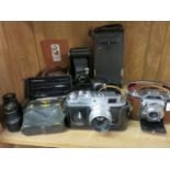 CAMERAS, Contina Pronto leather cased camera,