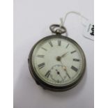 POCKET WATCH, silver cased English lever pocket watch with white enamel dial,
