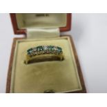DIAMOND & EMERALD RING, 18ct gold diamond and emerald 7 stone ring,