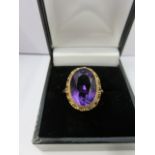 AMETHYST RING, 9ct gold large amethyst ring,