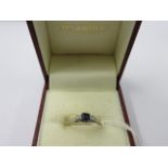 DIAMOND & SAPPHIRE RING, 18ct gold diamond & sapphire 3 stone ring,