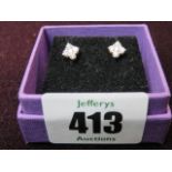 DIAMOND EARRINGS, Pair of 18ct gold diamond earrings, approx 0.