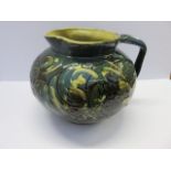 BRANNAN BARUM, Art Nouveau fish design graffiti decorated slip glaze jug,