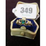 CLADDAGH RING, 9ct gold stone set claddagh ring,