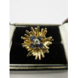 DIAMOND & SAPPHIRE RING, 18ct gold diamond & sapphire cluster ring,