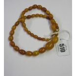 AMBER NECKLACE, graduated butterscotch amber bead necklace,