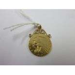 GOLD COIN PENDANT, 1911 Indian Head American 2 1/2 dollar coin pendant mount, 4.