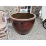 LARGE STONEWARE GARDEN POT,