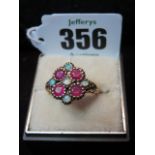 RUBY & OPAL RING, 9ct gold opal & ruby ring,