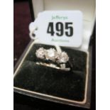 DIAMOND RING, Quality 18ct white gold diamond 3 stone ring, Approx 2ct,