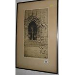 MARGARET COULTON, signed etching "Door of St Martin de Candes",