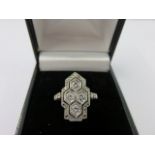 QUALITY DIAMOND RING, fine quality Art Deco diamond honeycomb design diamond ring,