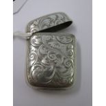 VESTA CASE, silver cased Vesta case with foliate engraved decoration,