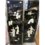 ORIENTAL PANELS, pair of mother-of-pearl lacquer "Gardenscapes" scenes,