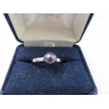 PEARL RING, 18ct white gold black pearl ring,