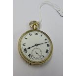 GOLD POCKET WATCH, 9ct gold cased pocket watch with white dial,