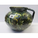 BRANNAN BARUM, Art Nouveau fish design graffiti decorated slip glaze jug,