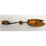 A FINE QUALITY SIGNED JAPANESE ONE CASE INRO IN THE FORM OF A CICADA, naturalistically carved, the