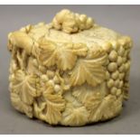 A JAPANESE MEIJI PERIOD IVORY BOX & COVER, the sides and cover carved in high relief with rats