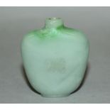 A GOOD QUALITY 19TH CENTURY CHINESE CELADON & APPLE-GREEN JADE SNUFF BOTTLE, of flattened high-