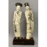 A GOOD PAIR OF EARLY 20TH CENTURY CHINESE IVORY FIGURES OF AN EMPEROR & AN EMPRESS, together with