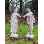 A GOOD PAIR OF 18TH CENTURY ENGLISH LEAD FIGURES attributed to JOHN CHEERE (1700-1787), of a man and