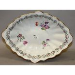 AN 18TH CENTURY CHELSEA DERBY SCALLOP RIM DISH painted with flowers in the manner of Edward Withers,