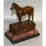 ANDRE A BRONZE STALLION on a pedestal and marble base. Signed ANDRE.  7ins high.