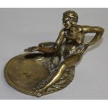 EMMANUEL-ANDR  CAVACOS (1885-1972) AMERICAN A GILT BRONZE SEATED NUDE, hand held out sitting on a