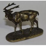 PIERRE JULES MENE (1810-1871) FRENCH A MINIATURE BRONZE STANDING DEER. Signed P. J. MENE.  2.75ins